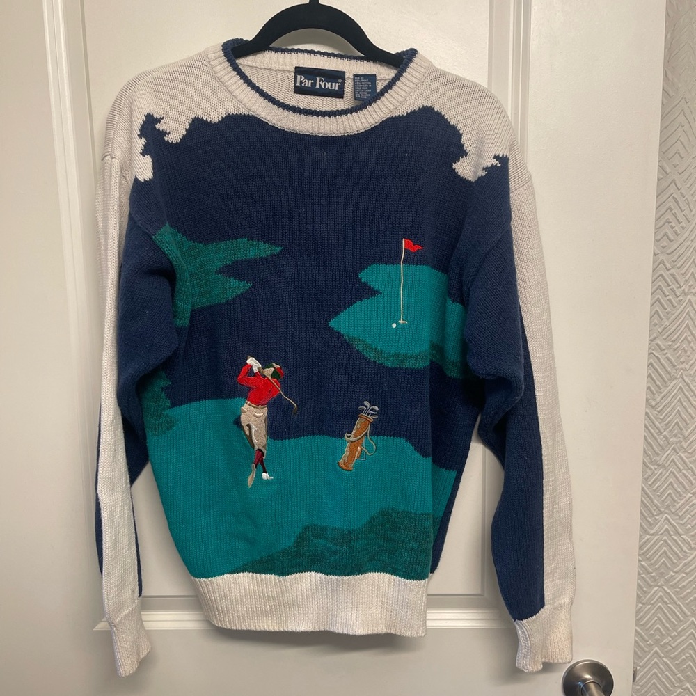 Vintage Par Four Golf Scene Sweater